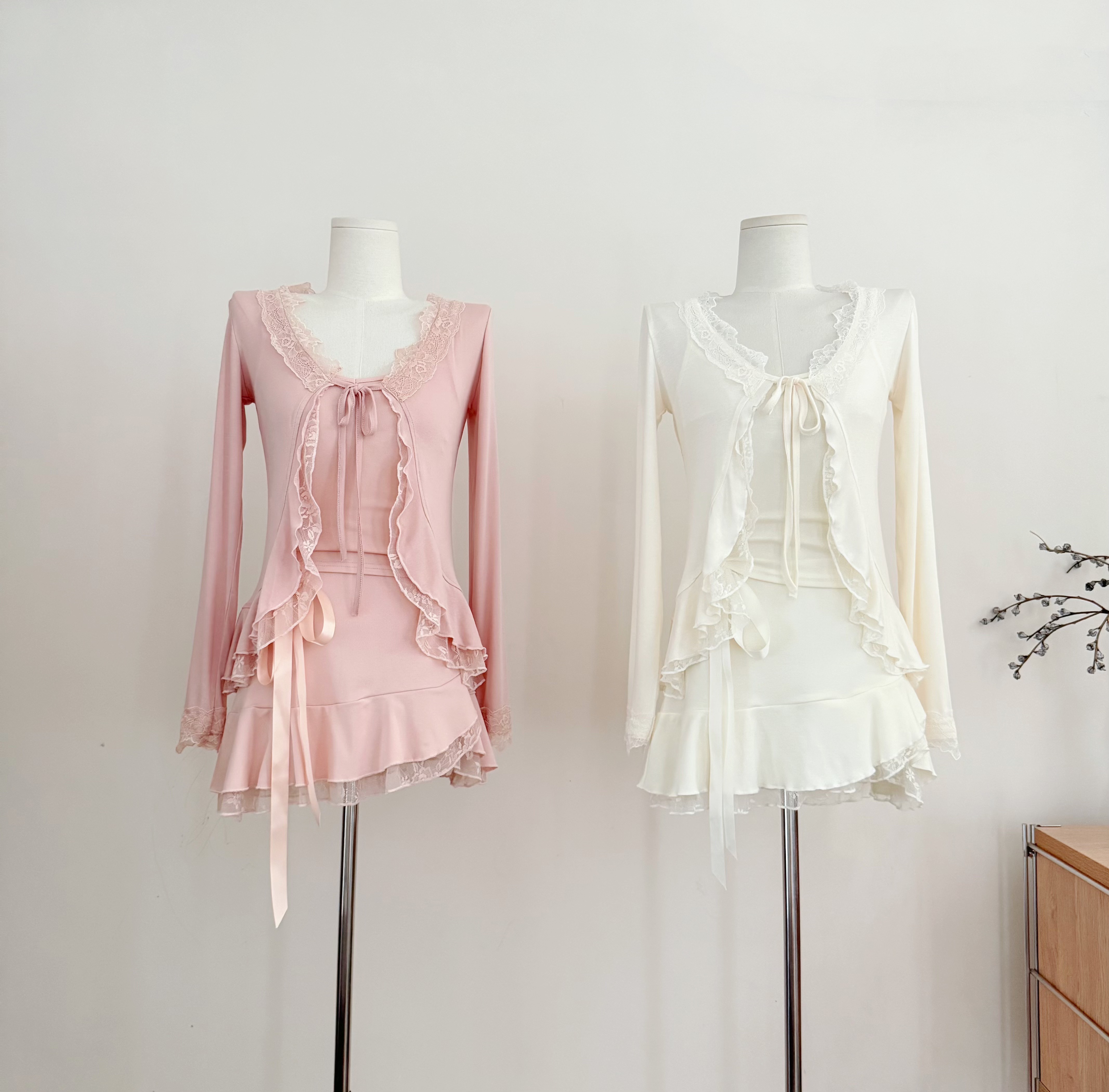 Longline Cardigan Knit - Women's Summer Sweet Three Pieces Skirt