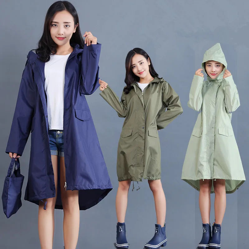 Women'S Fashion Rain Jacket - Polyester Raincoat Women Waterproof Long Light
