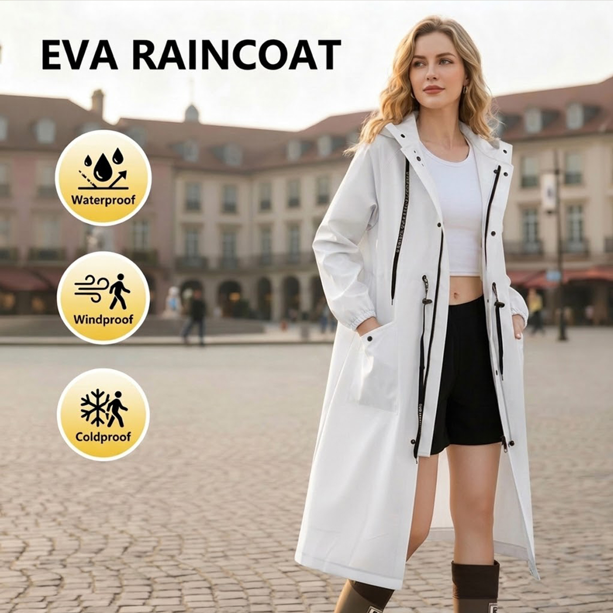 Women'S Fashion Rain Jacket - Women Long Waterproof Rain Jacket EVA