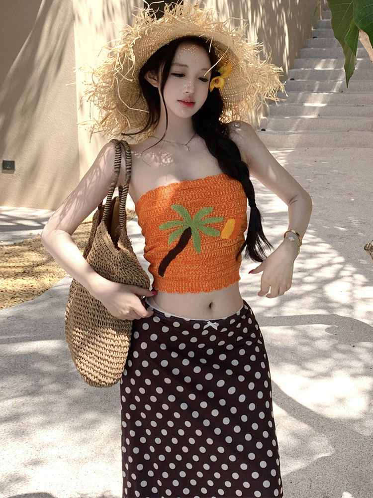 Printed Wrap Skirt - Beach Vacation Style One-Shoulder Slim Fit