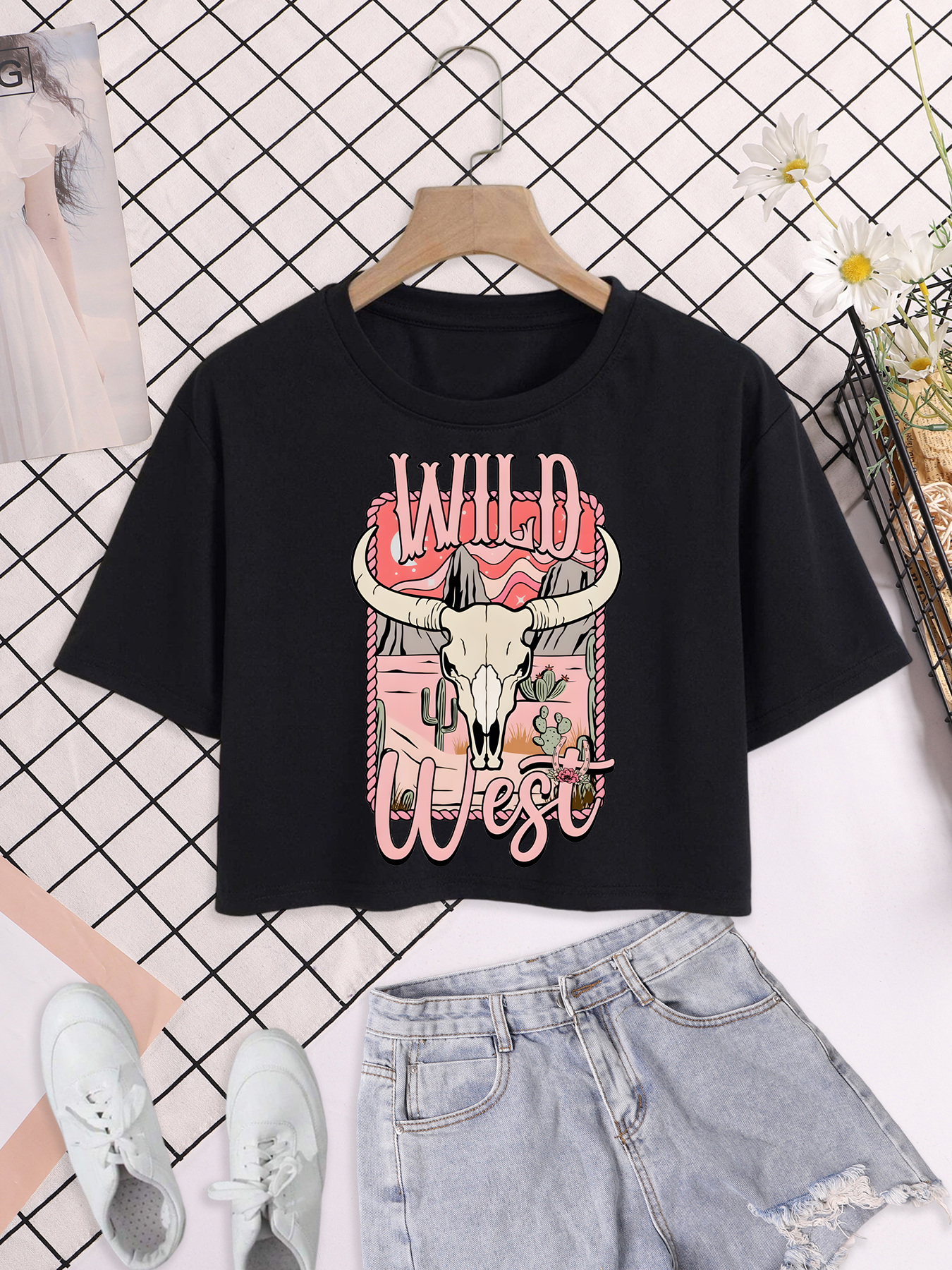 Women'S Fashion Wild West - Wild West Cactus Mountain Range Print