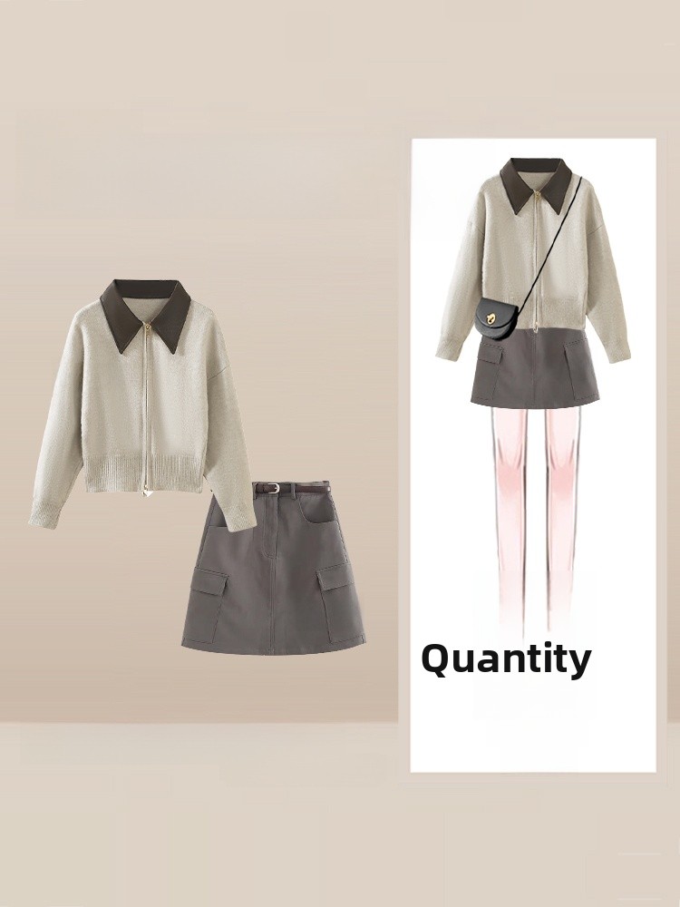 Longline Cardigan Knit - Fall Design Double Zipper Long Sleeve