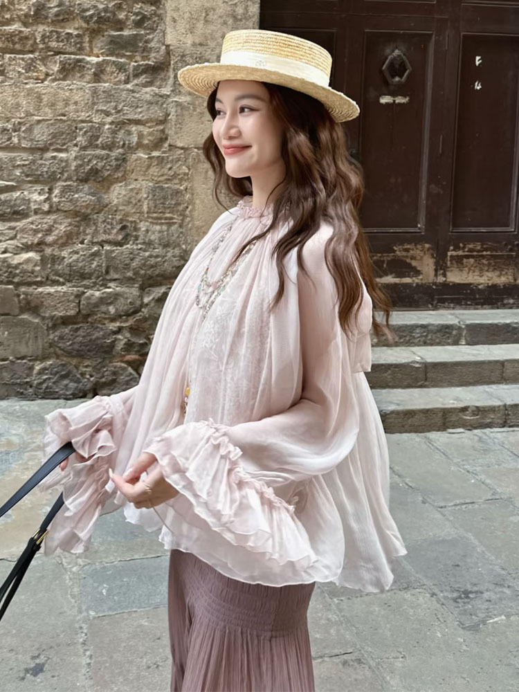 Lace ruffled loose top, stylis - مراجعة Women'S Fashion For 2026 وسعره