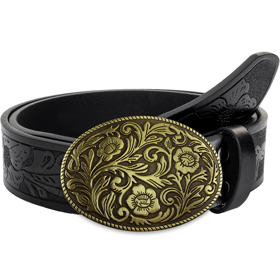 Tang Grass Pattern Buckle Belt - مراجعة Women Fashion Nz وسعره