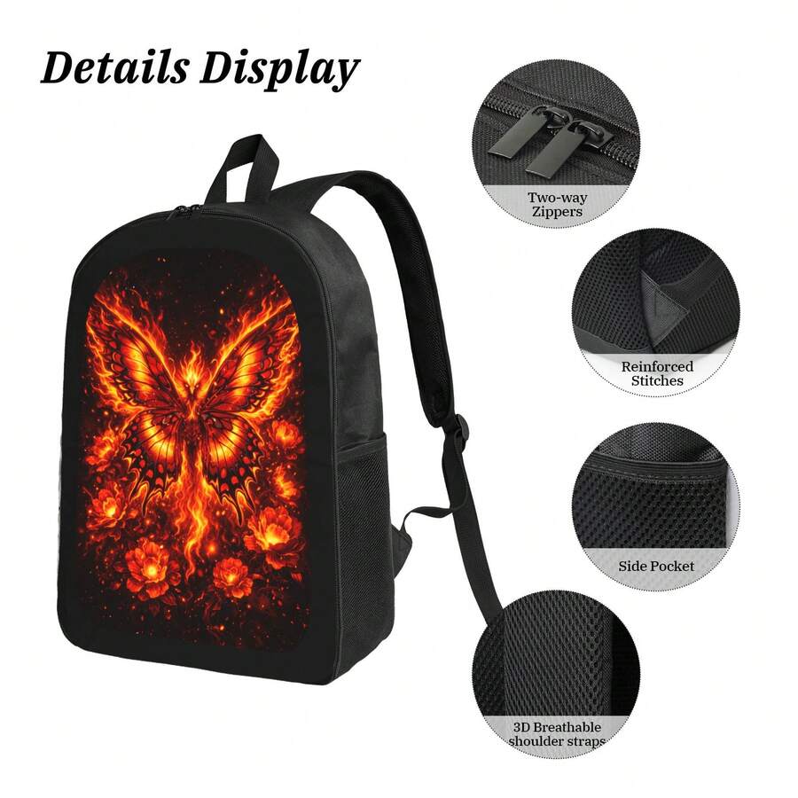 Flame Phoenix Butterfly Backpa - مراجعة Women'S Fashion Backpack وسعره