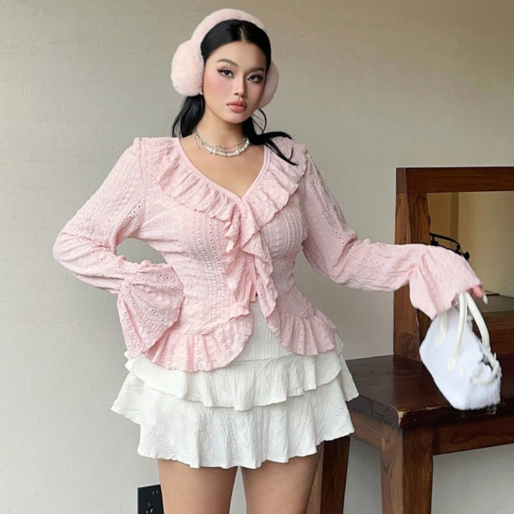Plus Size Womens Elegant Frenc - مراجعة Puff Sleeve Blouse وسعره
