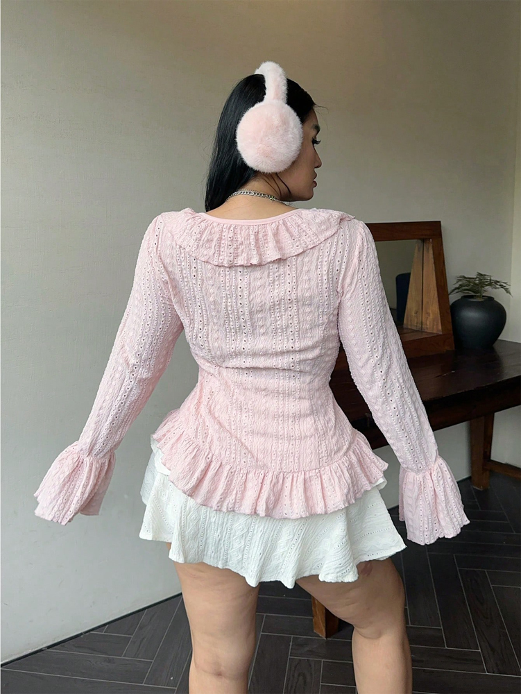 Plus Size Womens Elegant Frenc - مراجعة Puff Sleeve Blouse وسعره