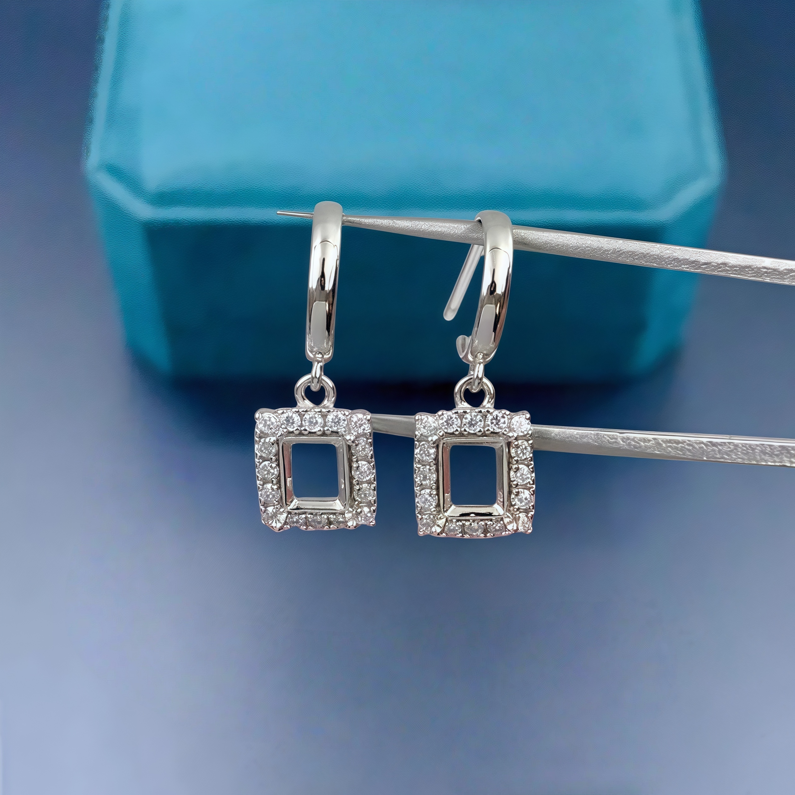Setting 4*5mm Rectangle Stone  - مراجعة Women'S Fashion Earrings وسعره