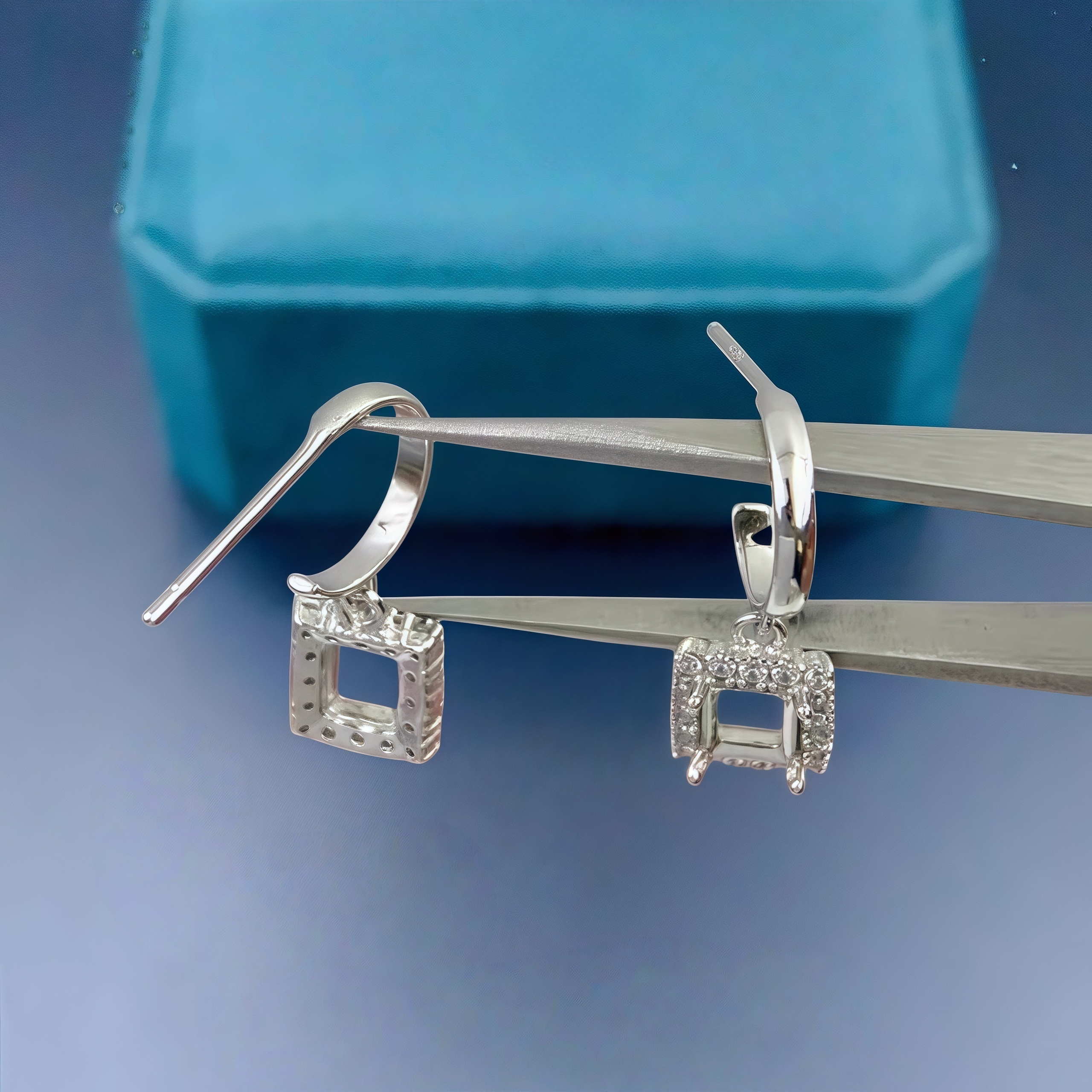Setting 4*5mm Rectangle Stone  - مراجعة Women'S Fashion Earrings وسعره