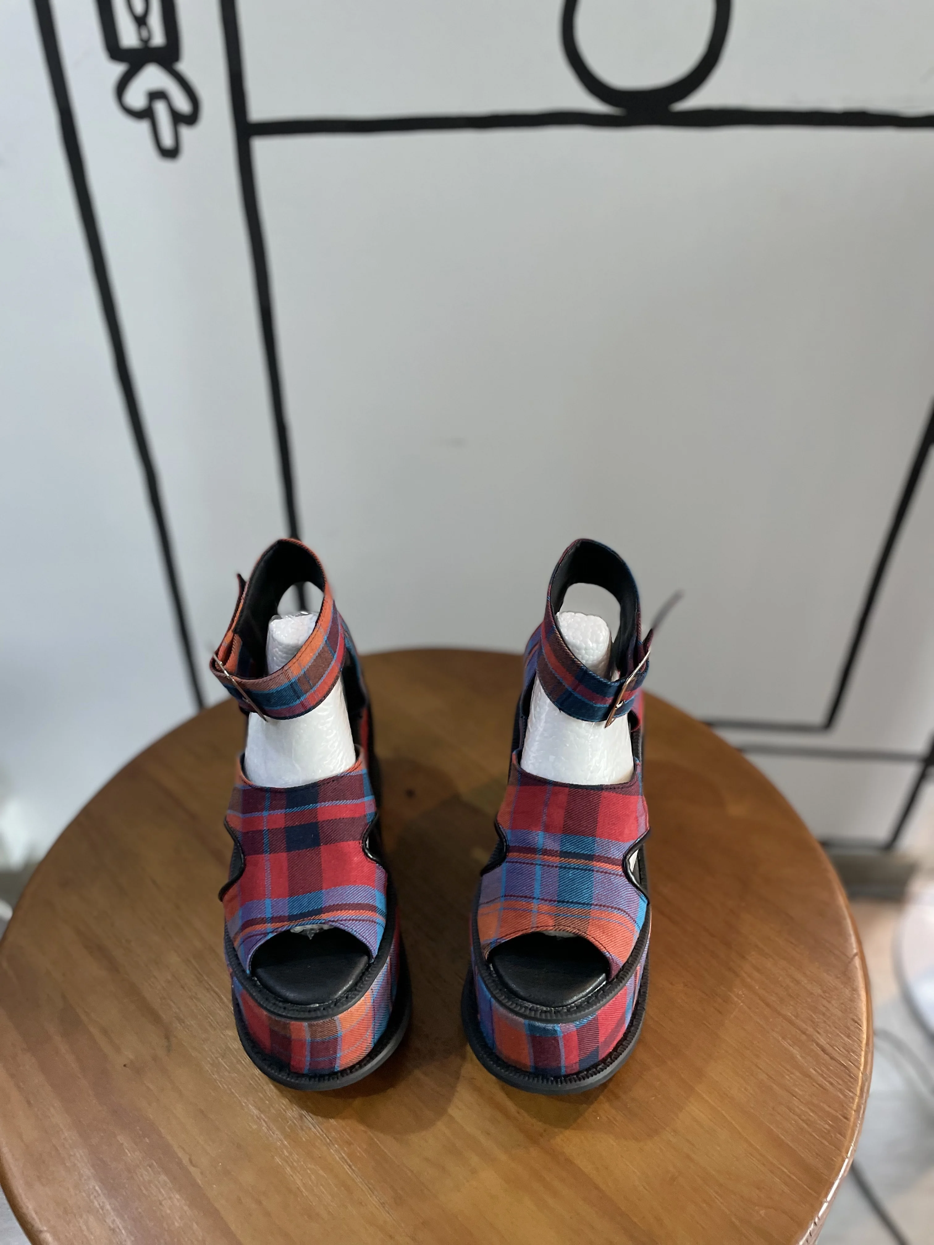 Platform Plaid Buckle Strap Sa - مراجعة Women Fashion Show وسعره