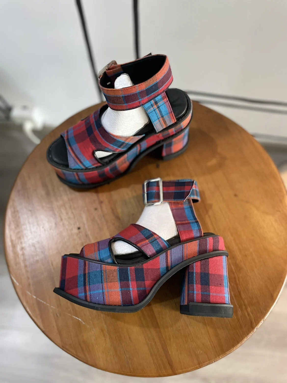 Platform Plaid Buckle Strap Sa - مراجعة Women Fashion Show وسعره