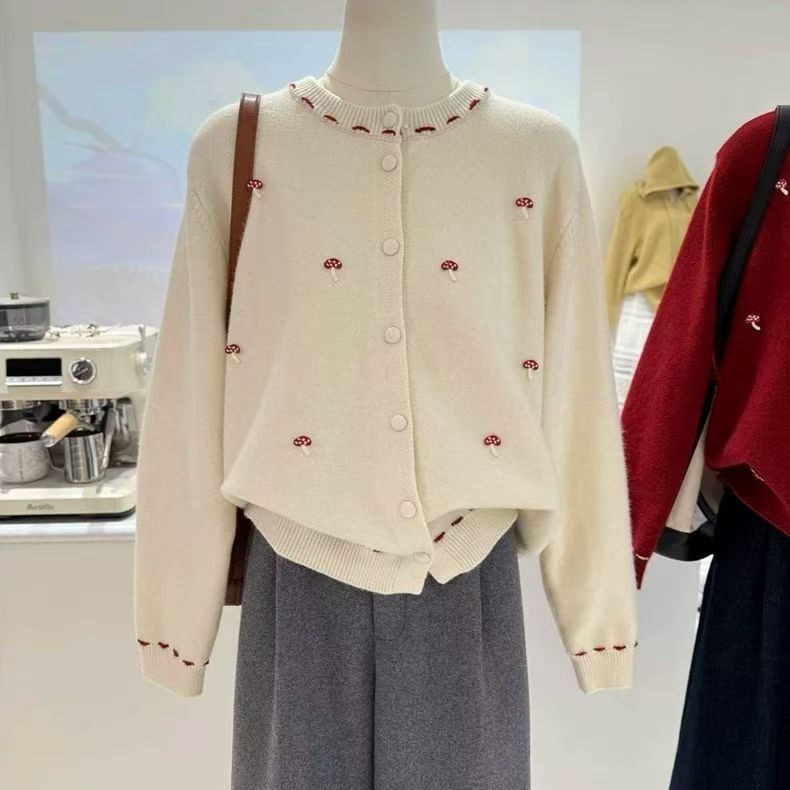 Korean Mushroom Embroidery Wom - مراجعة Women'S Y2K Fashion Aesthetic وسعره