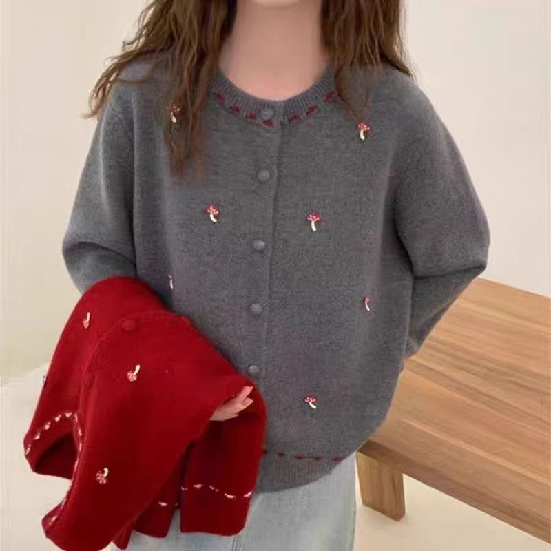 Korean Mushroom Embroidery Wom - مراجعة Women'S Y2K Fashion Aesthetic وسعره