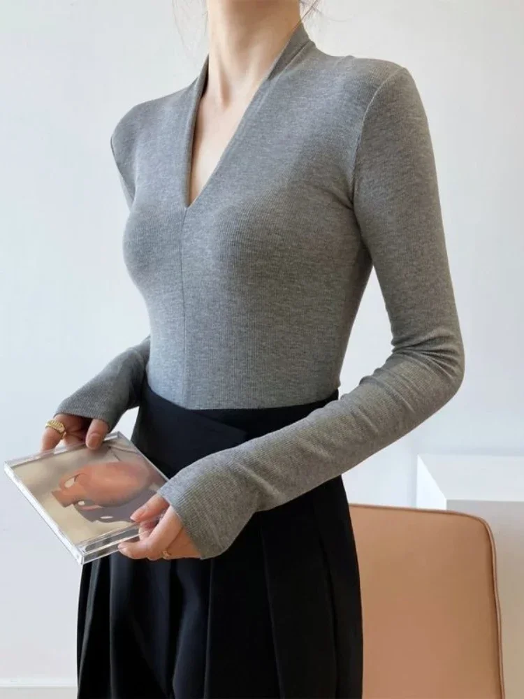 V-neck Slim Shirts Long Sleeve - مراجعة Women'S Fashion For 2026 وسعره