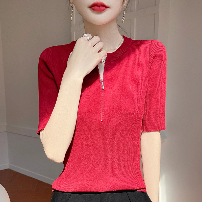 Womens Red Half Zip Knit T Shi - مراجعة Women'S Fashion Quarter Zip وسعره