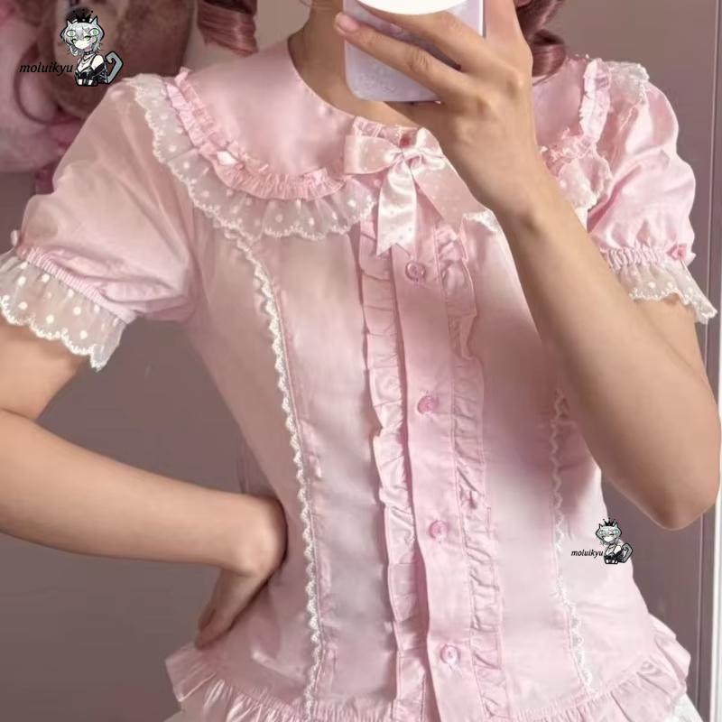Kawaii Ruffles Blouses Spring  - مراجعة Puff Sleeve Blouse وسعره