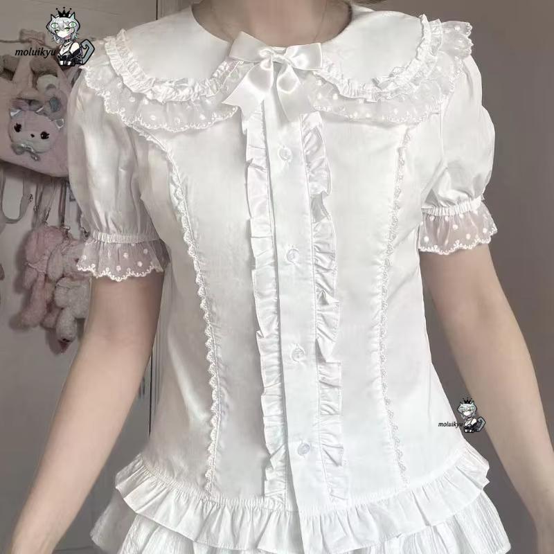 Kawaii Ruffles Blouses Spring  - مراجعة Puff Sleeve Blouse وسعره
