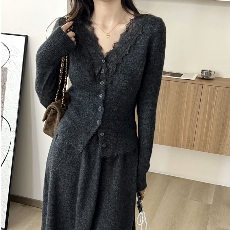 Korean Lace Long-sleeved Knitt - مراجعة Longline Cardigan Knit وسعره