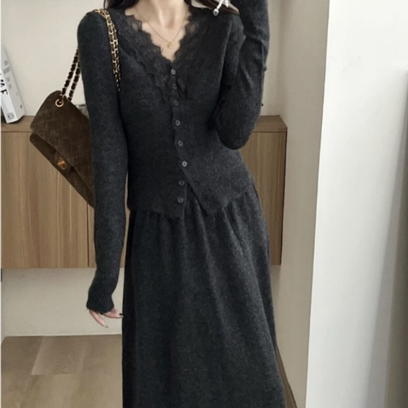 Korean Lace Long-sleeved Knitt - مراجعة Longline Cardigan Knit وسعره