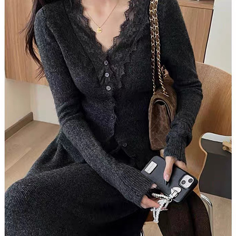 Korean Lace Long-sleeved Knitt - مراجعة Longline Cardigan Knit وسعره