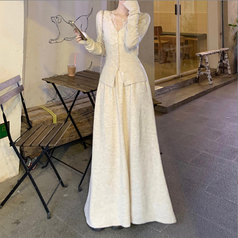 Korean Lace Long-sleeved Knitt - مراجعة Longline Cardigan Knit وسعره