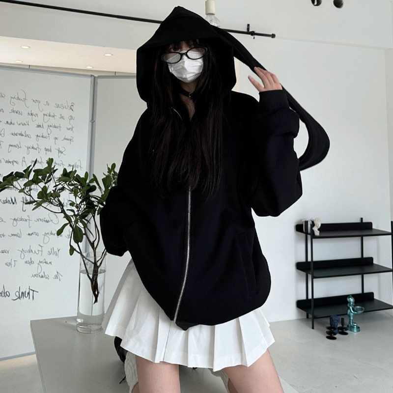 2025 Autumn Kawaii Bunny Big E - مراجعة Women'S Fashion Zip Hoodie وسعره