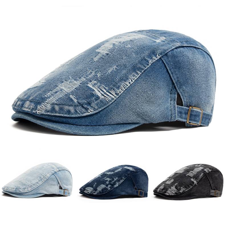 Fashion Men Ripped Denim Beret - مراجعة Women Fashion Nz وسعره