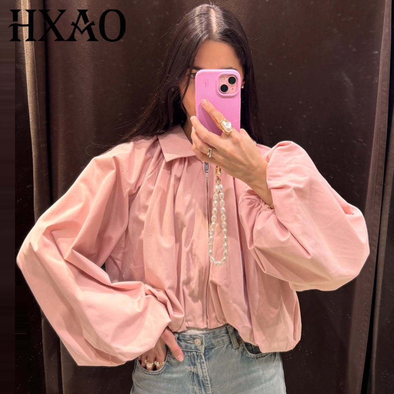 HXAO Women's Loose Pink Croppe - مراجعة Women'S Fashion Quarter Zip وسعره