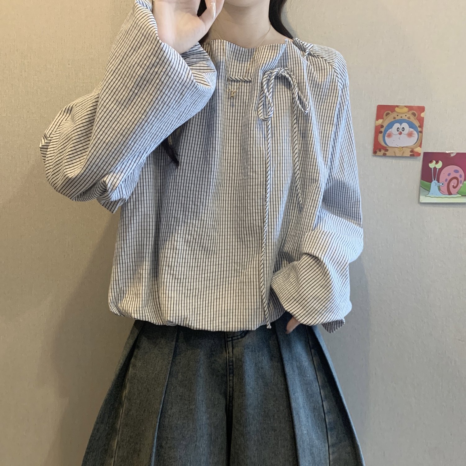 Women's Striped Blouse with Ti - مراجعة Puff Sleeve Blouse وسعره