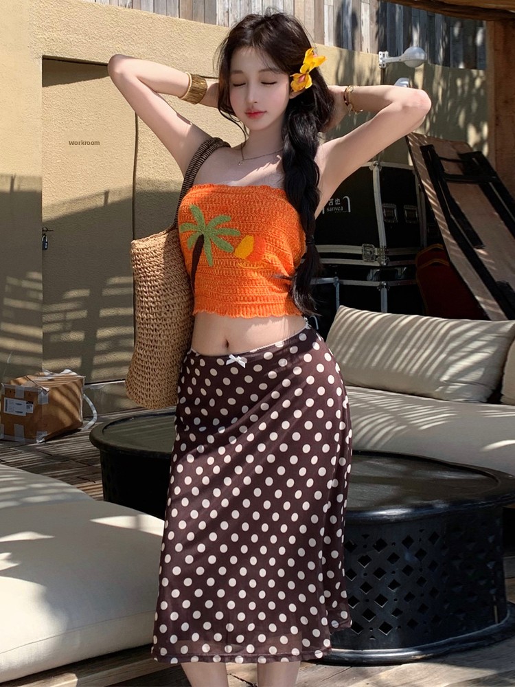 Beach Vacation Style One-Shoul - مراجعة Printed Wrap Skirt وسعره