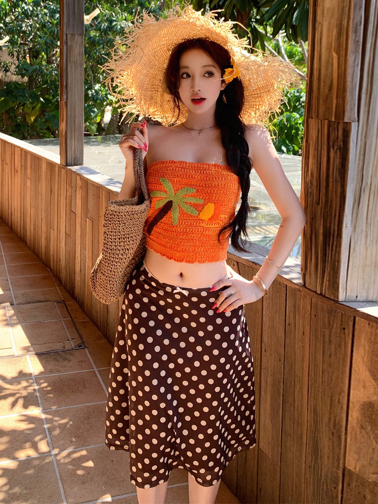 Beach Vacation Style One-Shoul - مراجعة Printed Wrap Skirt وسعره