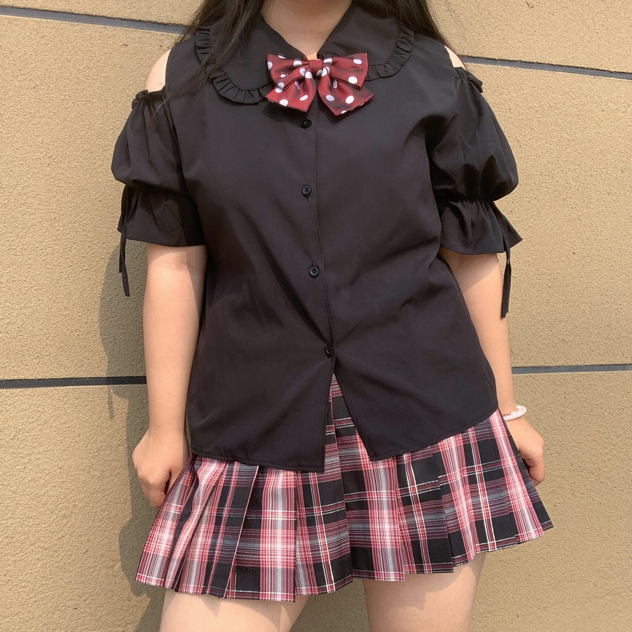 Large Size Jk Uniform Off-the- - مراجعة Puff Sleeve Blouse وسعره