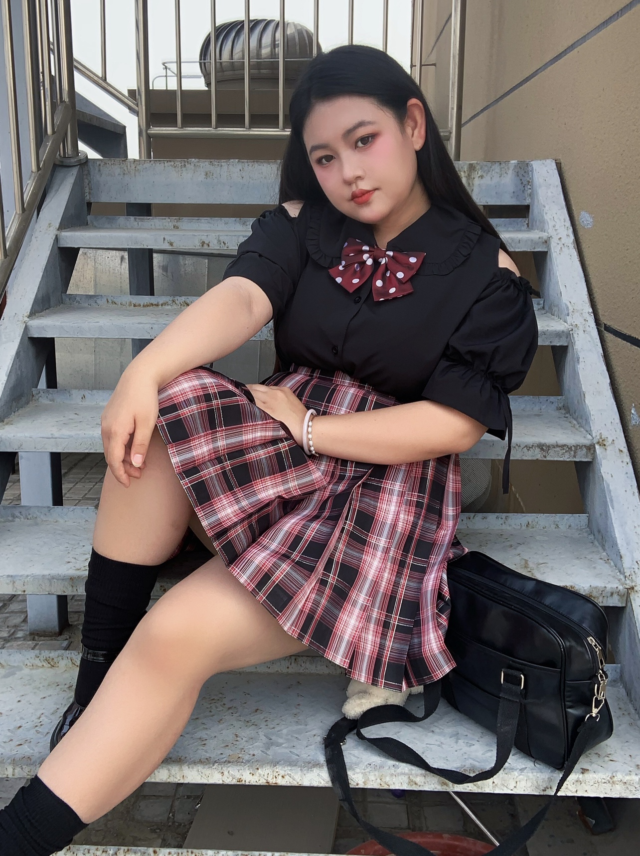 Large Size Jk Uniform Off-the- - مراجعة Puff Sleeve Blouse وسعره