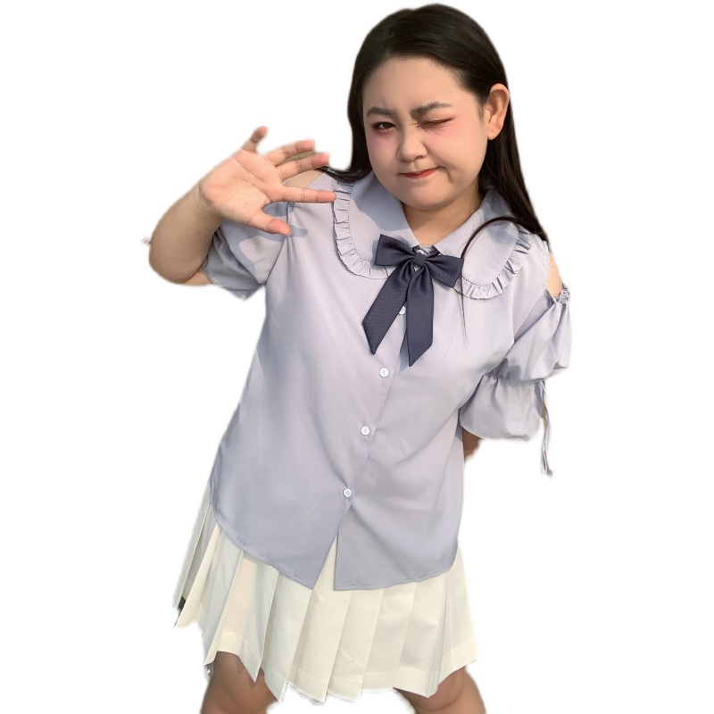 Large Size Jk Uniform Off-the- - مراجعة Puff Sleeve Blouse وسعره