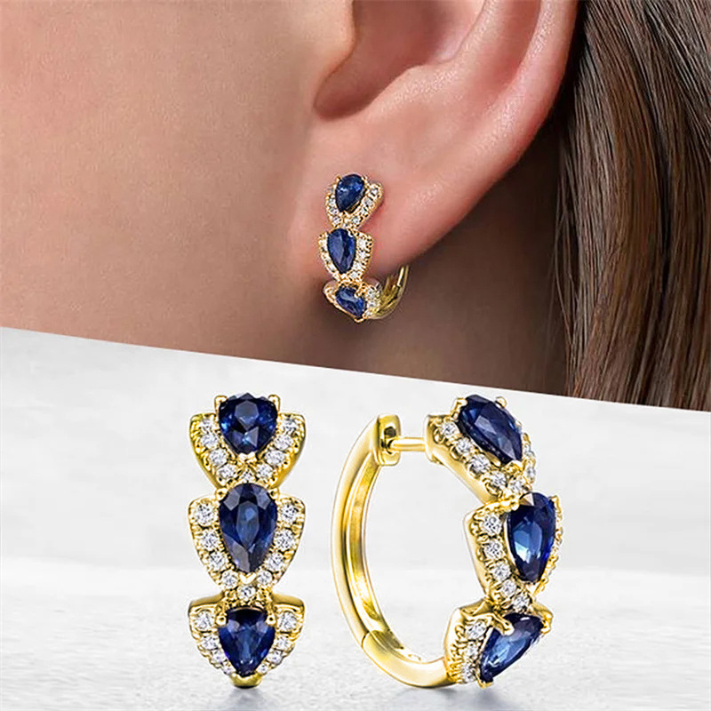 New Klein Blue Zircon Hoop Ear - مراجعة Women'S Fashion Magazines وسعره