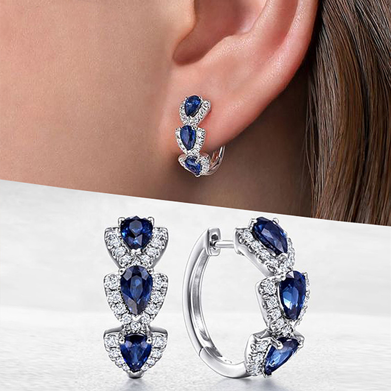 New Klein Blue Zircon Hoop Ear - مراجعة Women'S Fashion Magazines وسعره