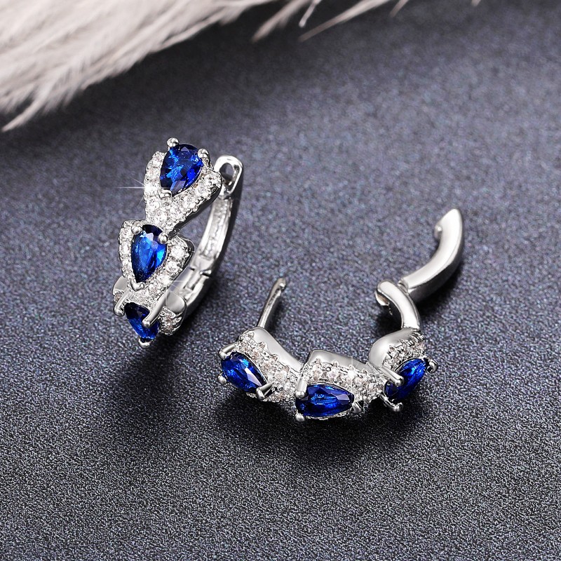 New Klein Blue Zircon Hoop Ear - مراجعة Women'S Fashion Magazines وسعره