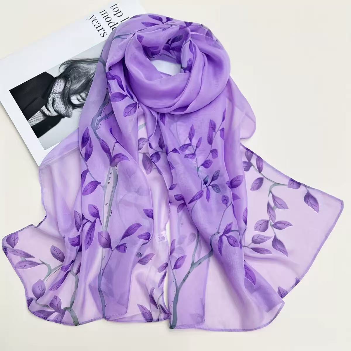 Leaf Print Silk-like Chiffon S - مراجعة Printed Wrap Skirt وسعره