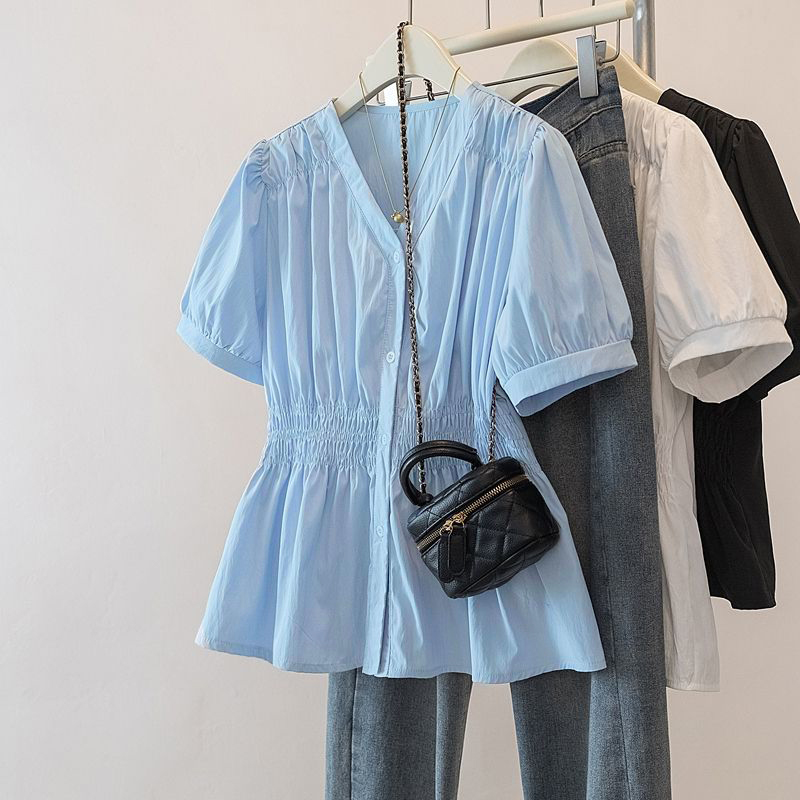 200 Pounds Plus Size Elastic W - مراجعة Puff Sleeve Blouse وسعره