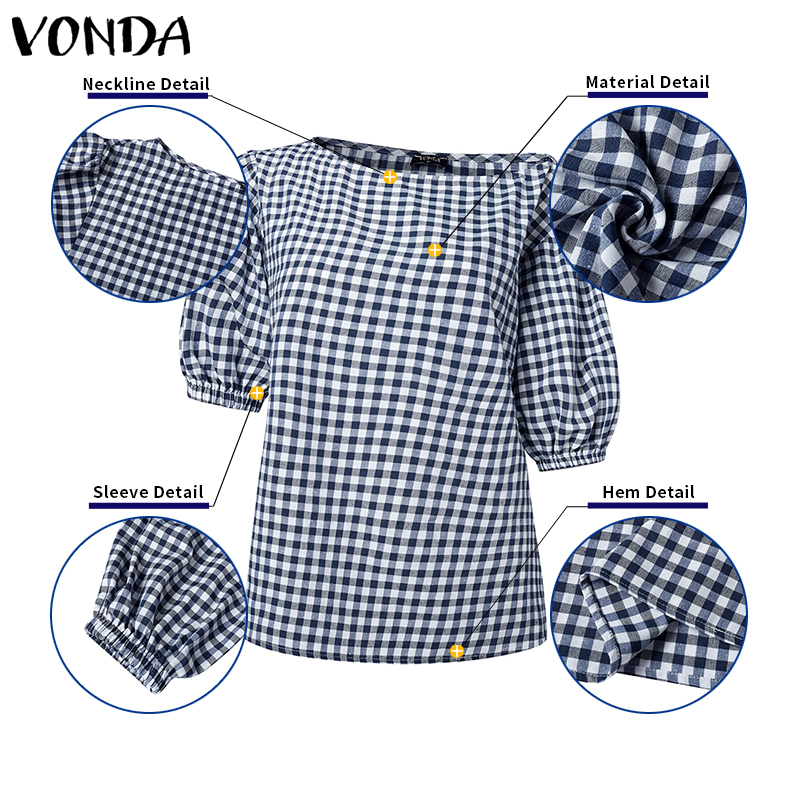 Plus Size 5XL VONDA Summer Wom - مراجعة Puff Sleeve Blouse وسعره