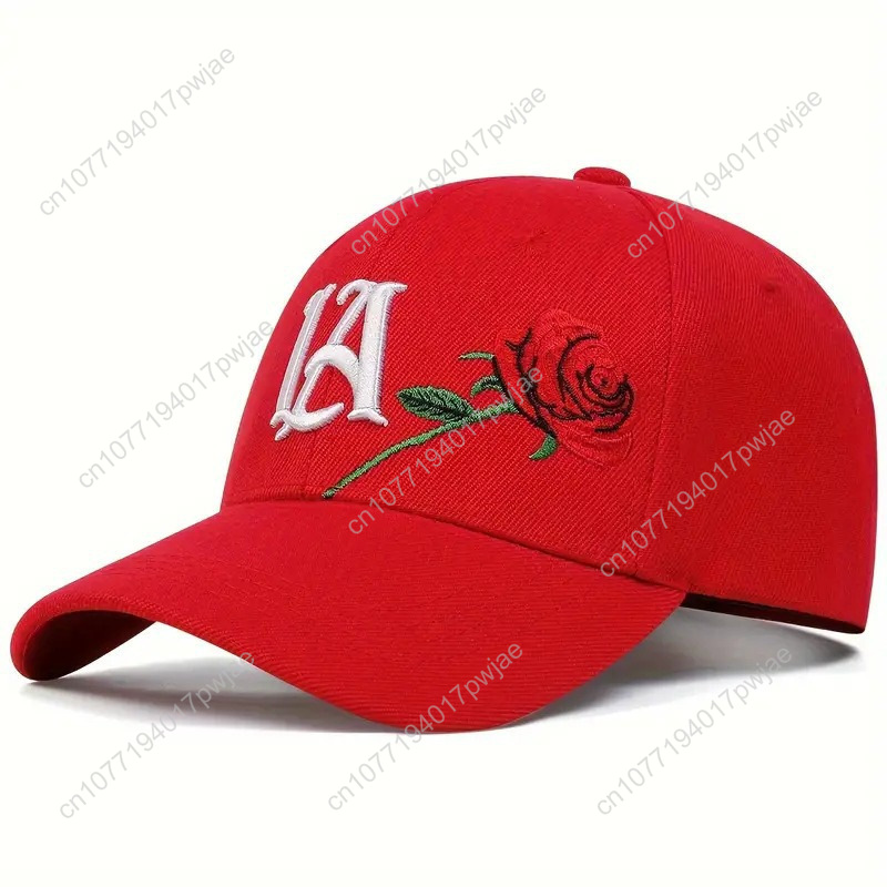 Rose-Embroidered LA Baseball C - مراجعة Women'S Fashion Hats وسعره