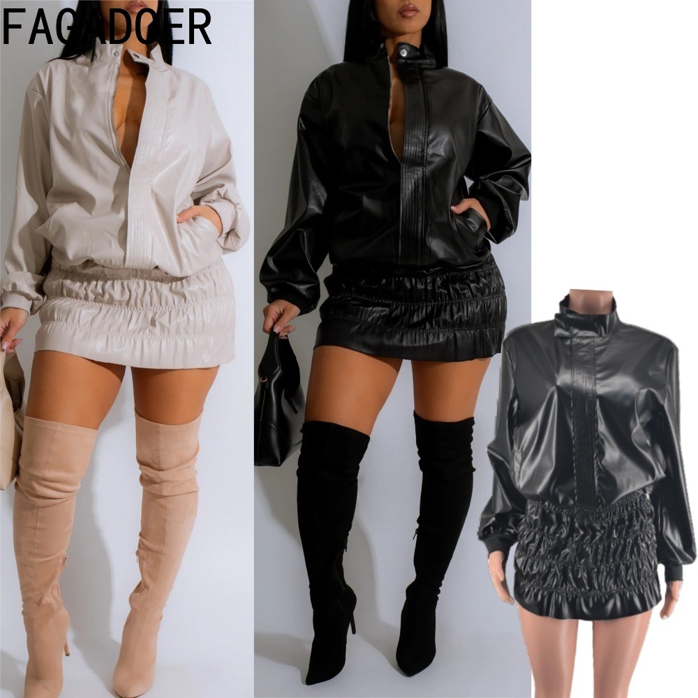 FAGADOER Punk Leather 2 Piece  - مراجعة Women'S Fashion Quarter Zip وسعره