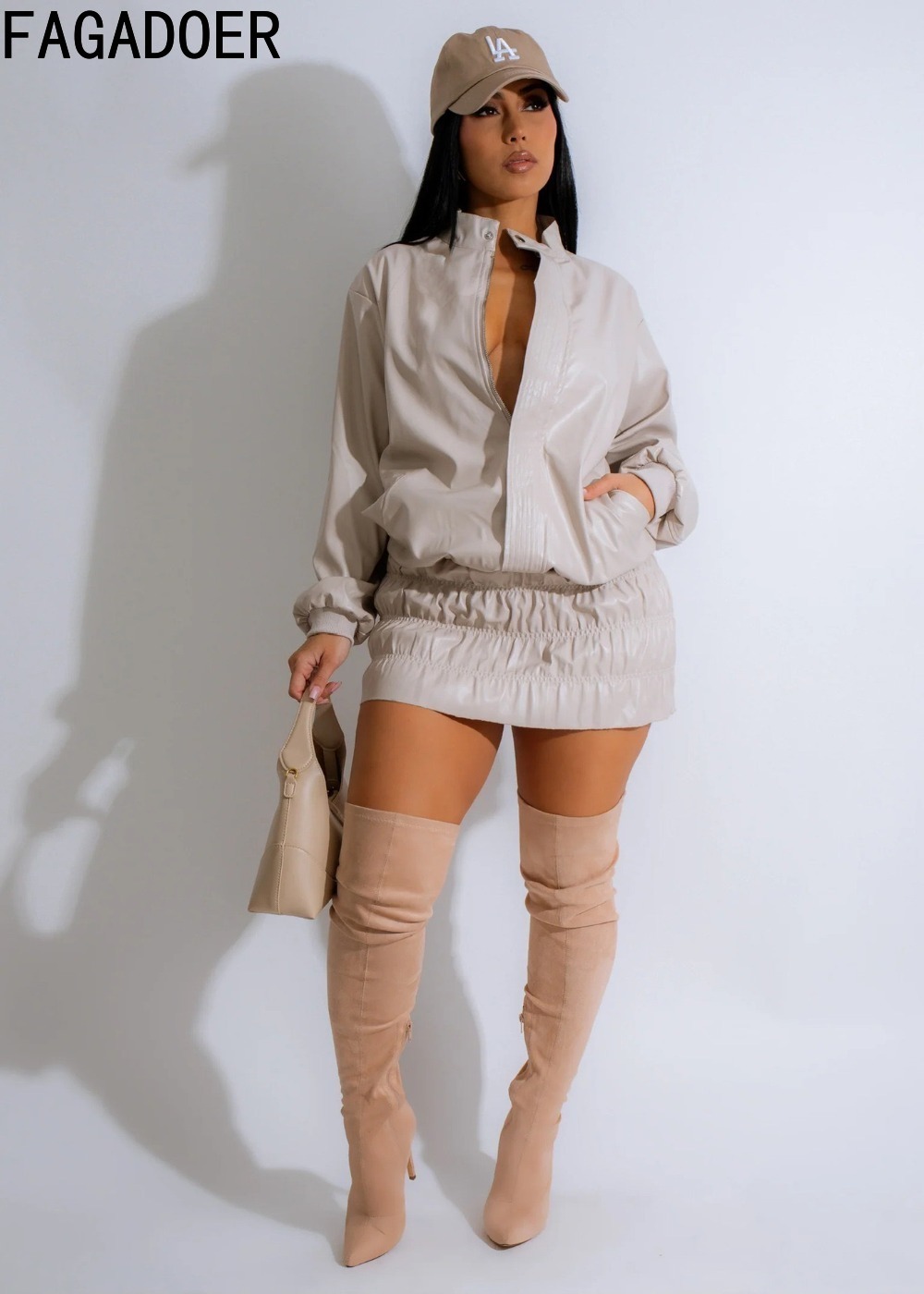 FAGADOER Punk Leather 2 Piece  - مراجعة Women'S Fashion Quarter Zip وسعره