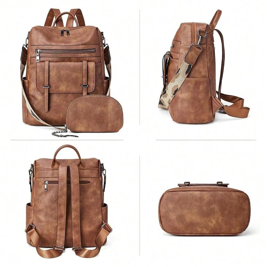 Women Fashion Vintage Brown PU - مراجعة Women'S Fashion Backpack وسعره