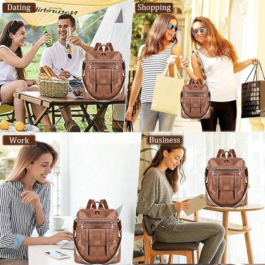 Women Fashion Vintage Brown PU - مراجعة Women'S Fashion Backpack وسعره