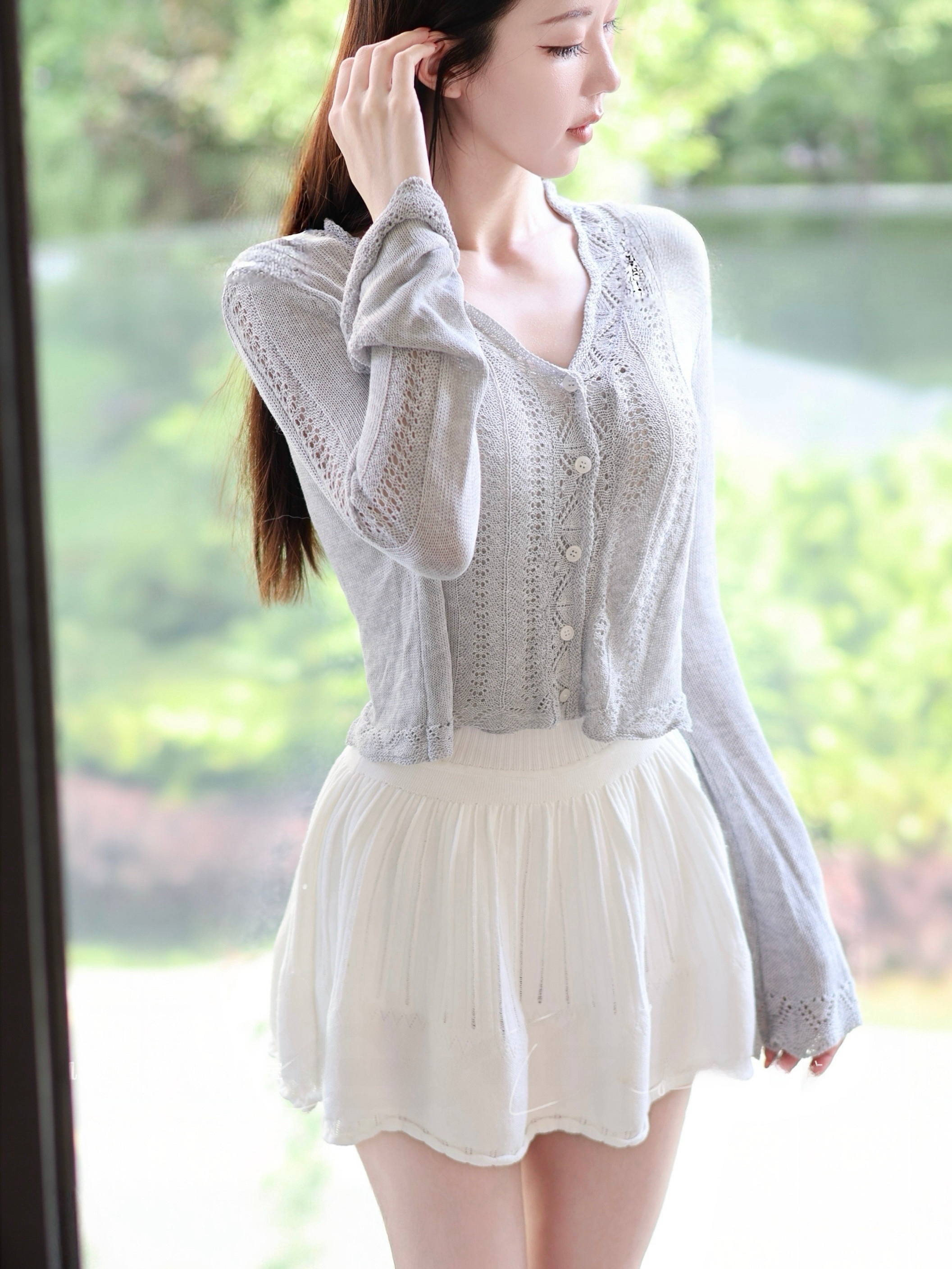 Lcelly Linen Cool Feeling Holl - مراجعة Longline Cardigan Knit وسعره