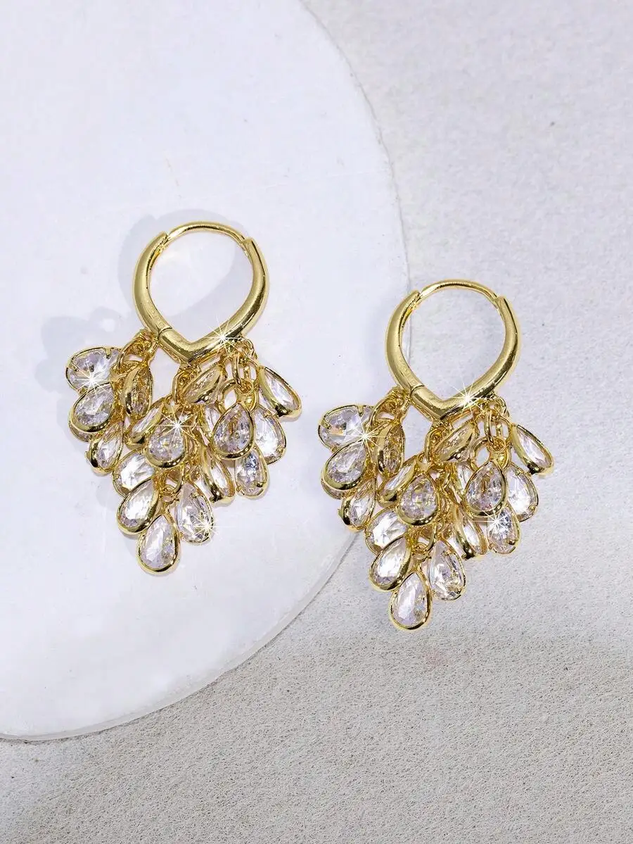 Elegant Gold Tone Teardrop Zir - مراجعة Women'S Fashion Earrings وسعره