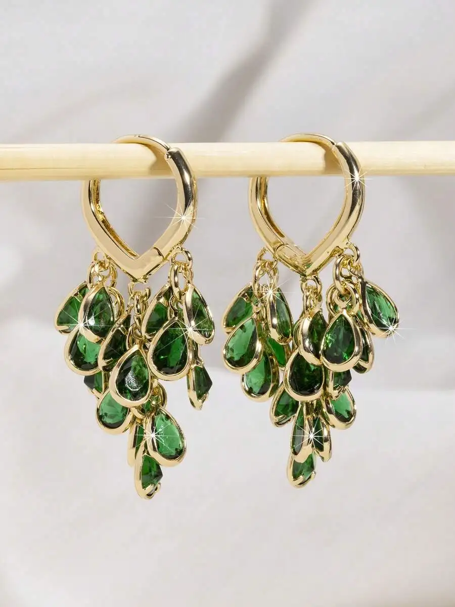 Elegant Gold Tone Teardrop Zir - مراجعة Women'S Fashion Earrings وسعره