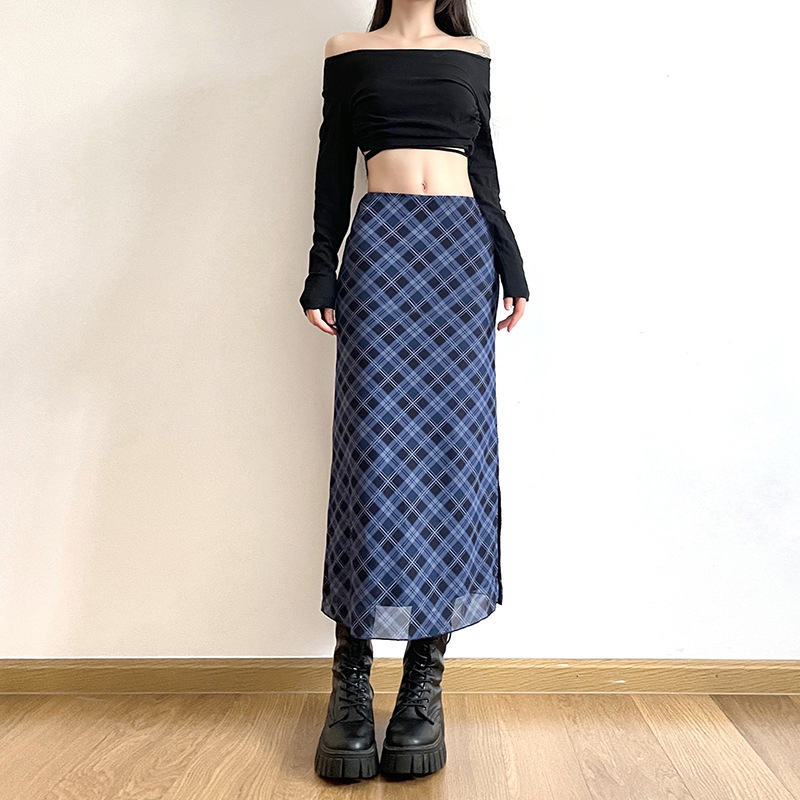 Women Spring Autumn Plaid Prin - مراجعة Printed Wrap Skirt وسعره