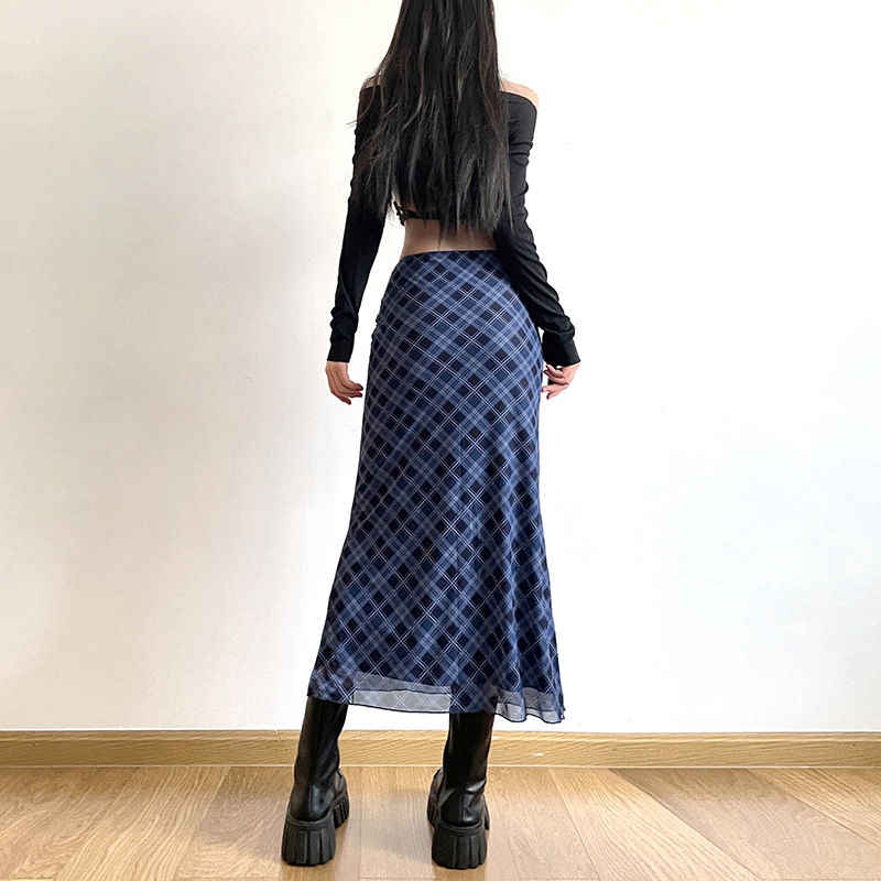 Women Spring Autumn Plaid Prin - مراجعة Printed Wrap Skirt وسعره
